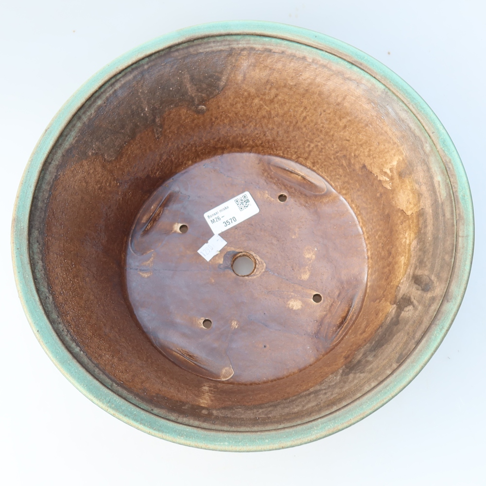 Pot à bonsaï en céramique 29 x 29 x 12,5 cm, couleur verte