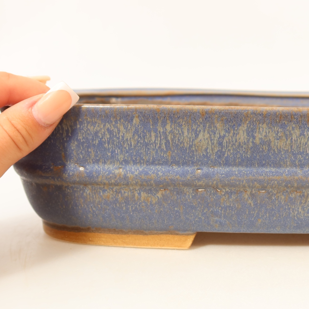 Bol à bonsaï en céramique 29,5 x 25 x 7 cm, couleur bleu