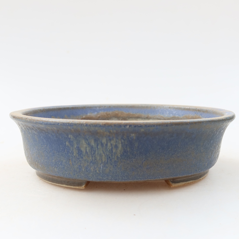 Pot à bonsaï en céramique 12,5 x 11,5 x 3,5 cm, couleur bleue