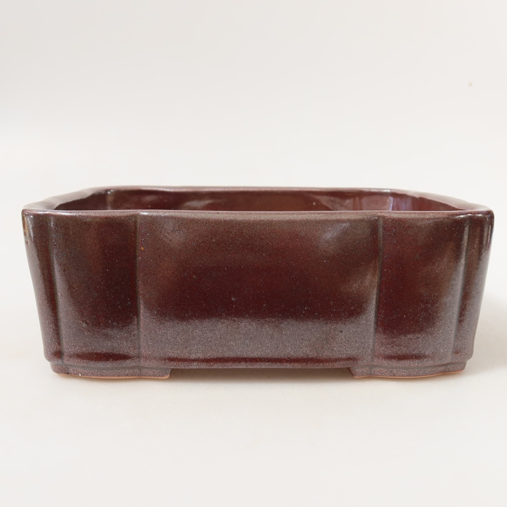 Bol à bonsaï en céramique 20,5 x 17,5 x 7 cm, brun