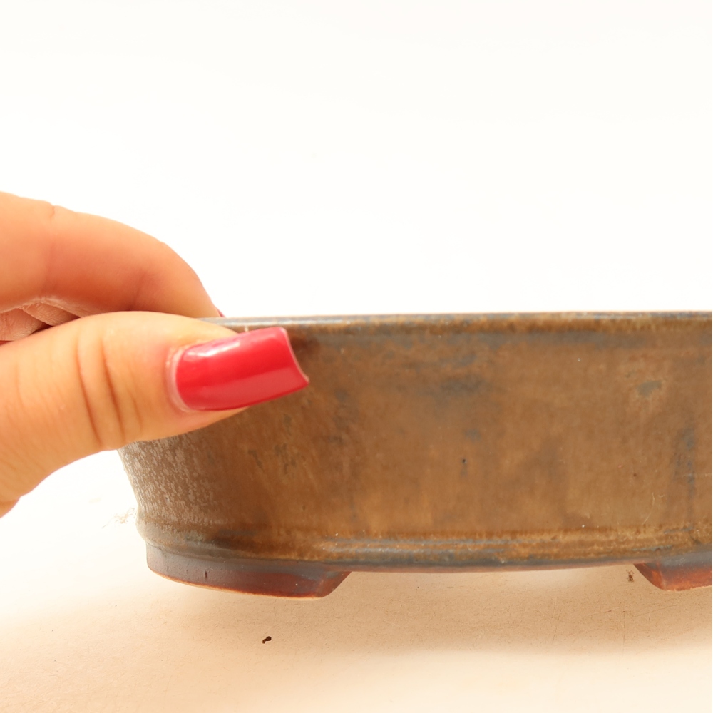 Pot à bonsaï en céramique 17,5 x 16,5 x 4,5 cm, couleur marron