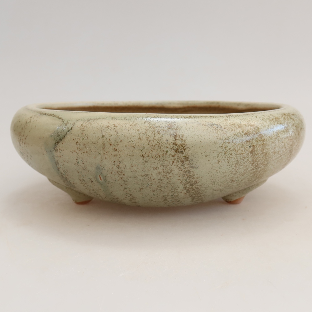 Pot à bonsaï en céramique 20,5 x 20,5 x 7 cm, couleur verte