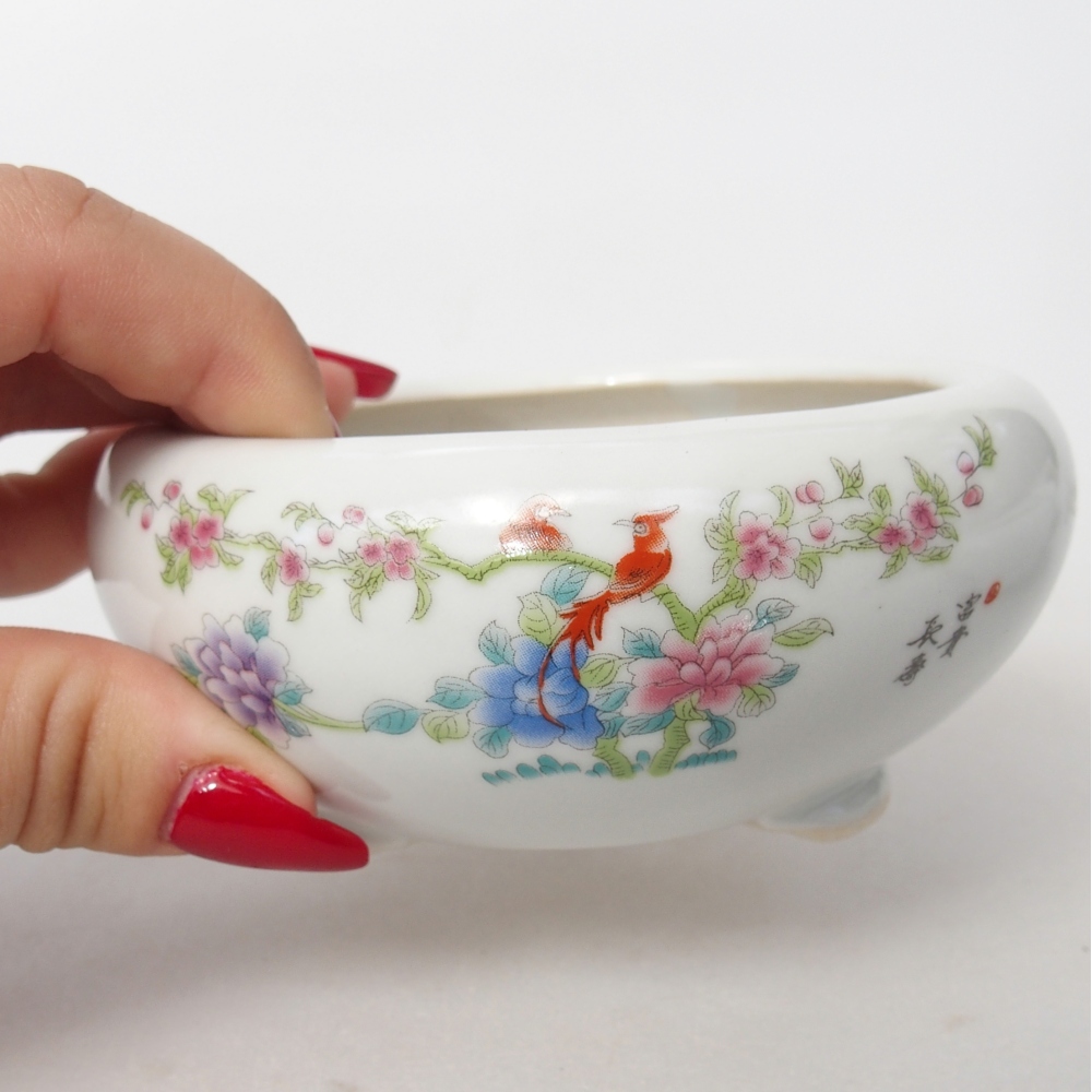 Bol à bonsaï en céramique 10 x 10 x 5 cm, couleur blanc