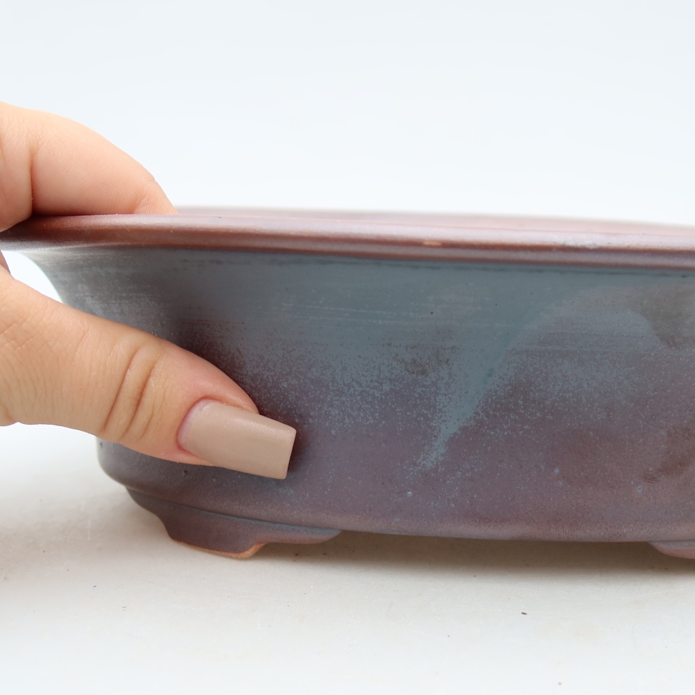 Pot à bonsaï en céramique 22,5 x 17,5 x 6,5 cm, couleur métallique