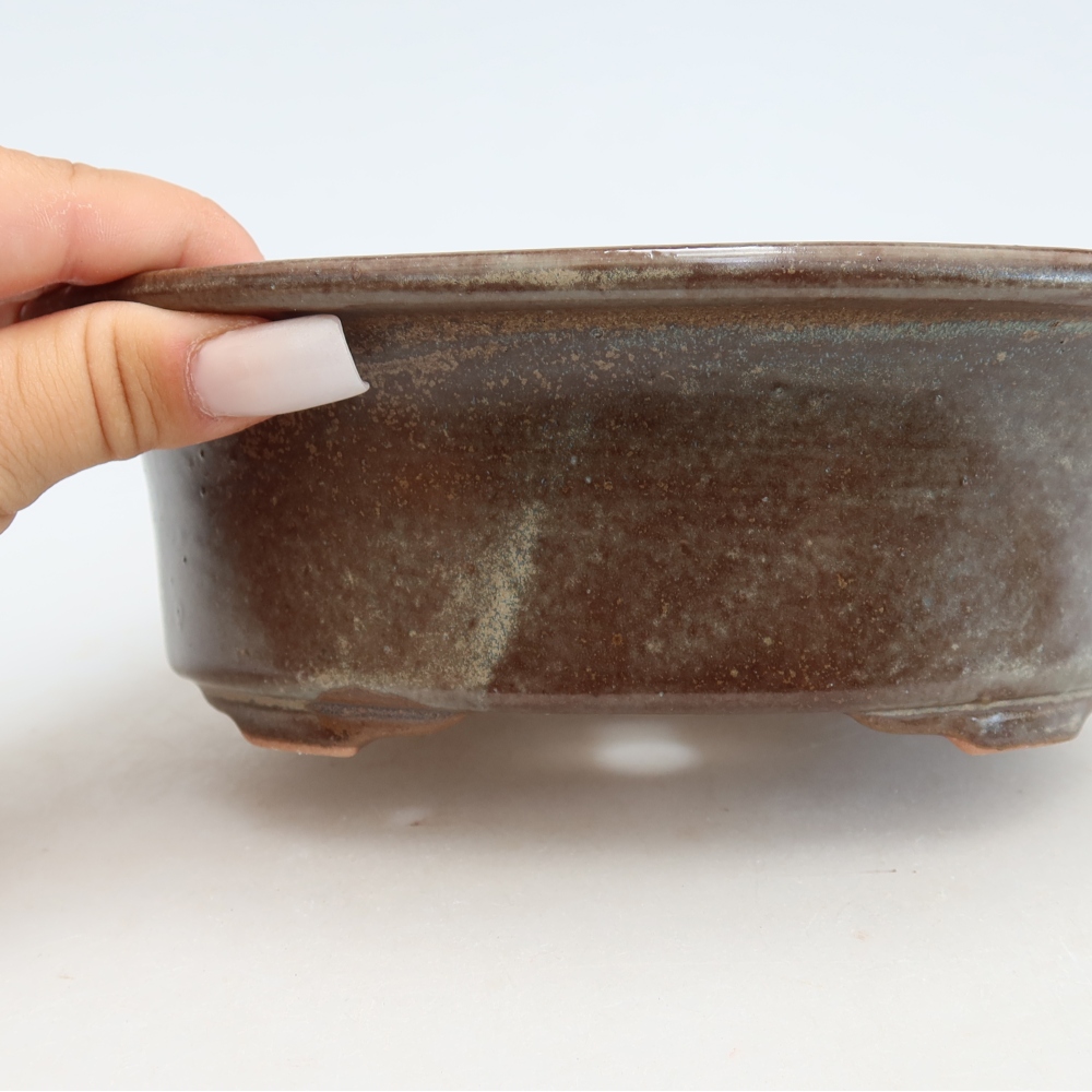 Pot à bonsaï en céramique 19,5 x 15,5 x 6,5 cm, couleur marron