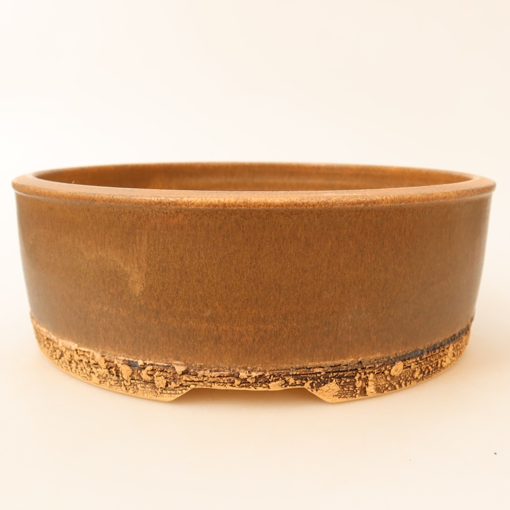 Pot à bonsaï en céramique 24 x 24 x 8,5 cm, couleur marron