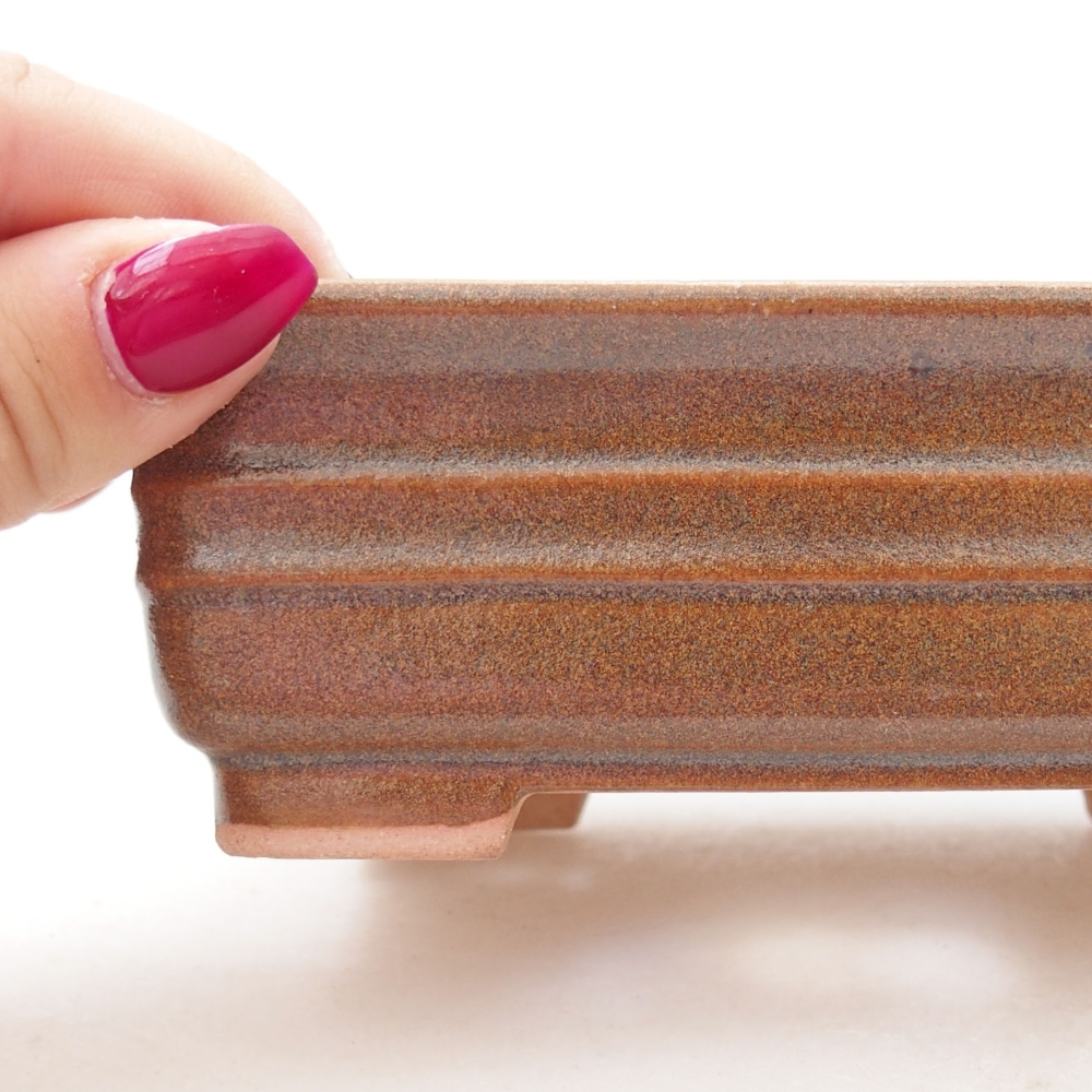 Bol à bonsaï en céramique 13,5 x 9,5 x 4,5 cm, brun