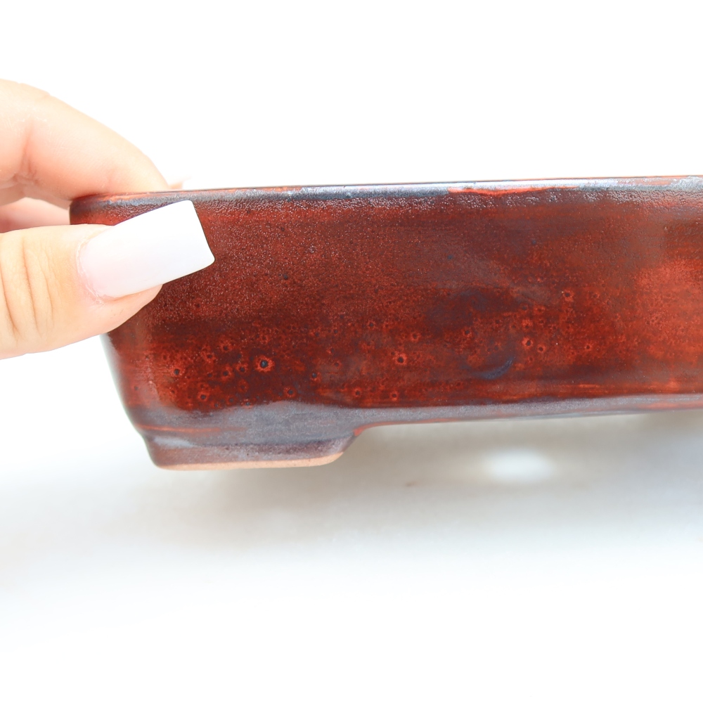Pot à bonsaï en céramique 18 x 13 x 5 cm, couleur rouge