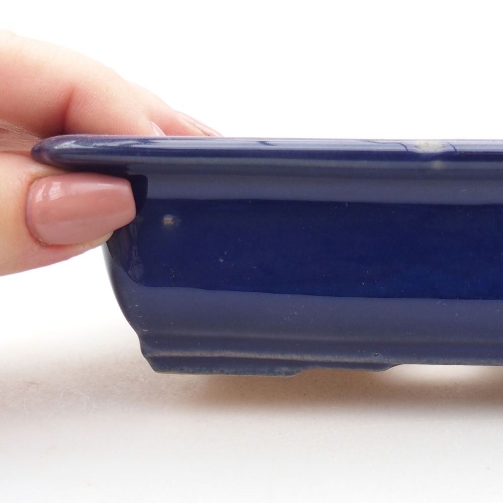 Bol à bonsaï en céramique 13,5 x 10 x 4 cm, couleur bleu