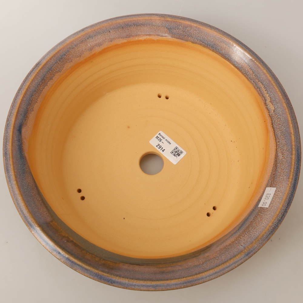 Pot à bonsaï en céramique 28,5 x 28,5 x 9,5 cm, couleur bleue