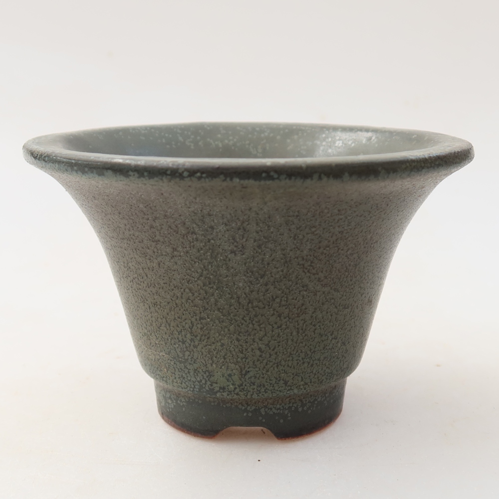 Pot à bonsaï en céramique 10,5 x 10,5 x 7 cm, couleur grise