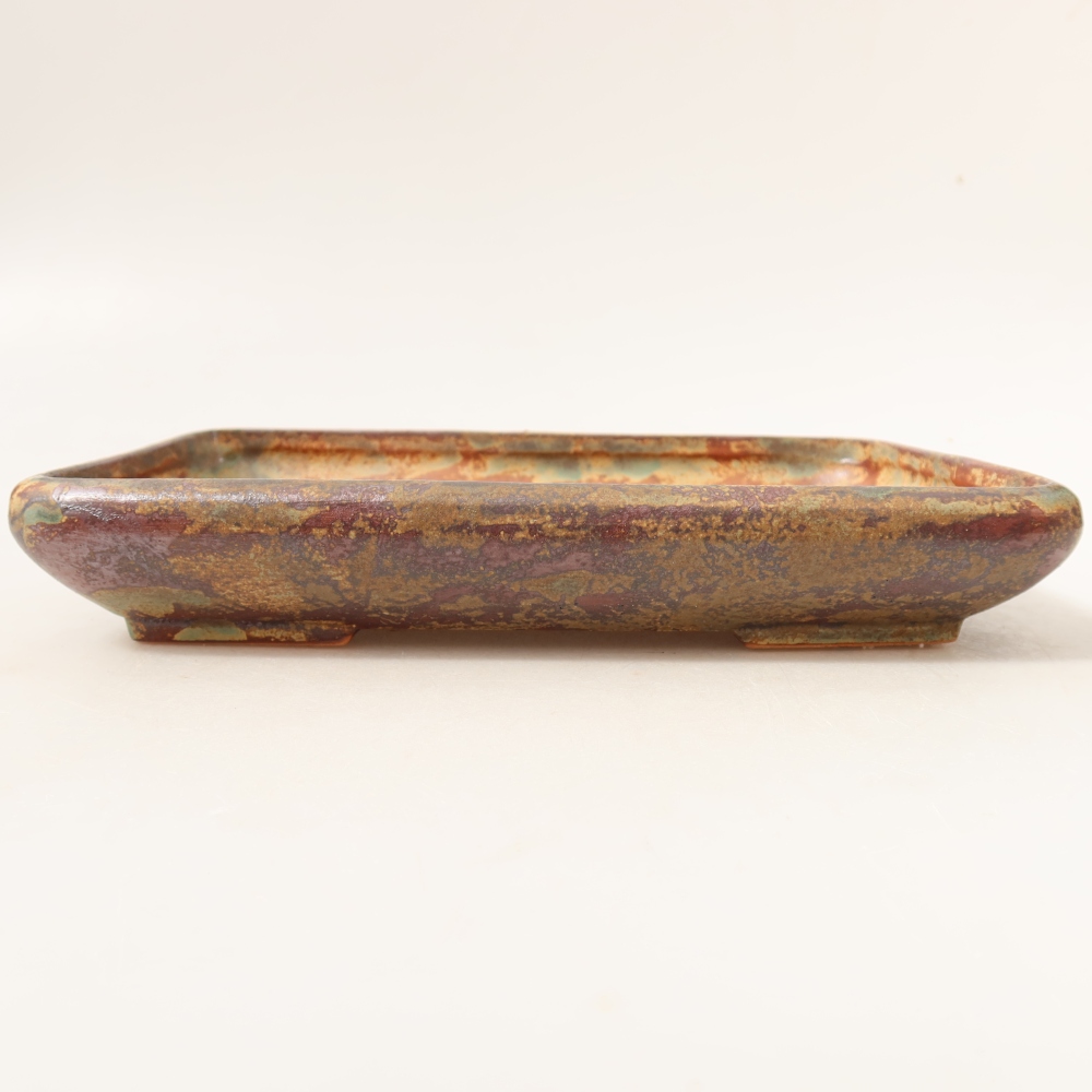 Pot à bonsaï en céramique 24 x 17,5 x 4 cm, couleur vert-brun