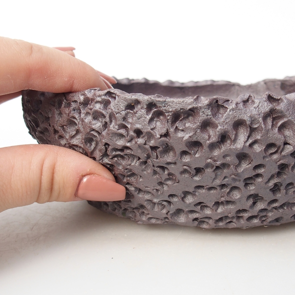 Bol à bonsaï en céramique 17 x 16,5 x 6 cm, couleur métal