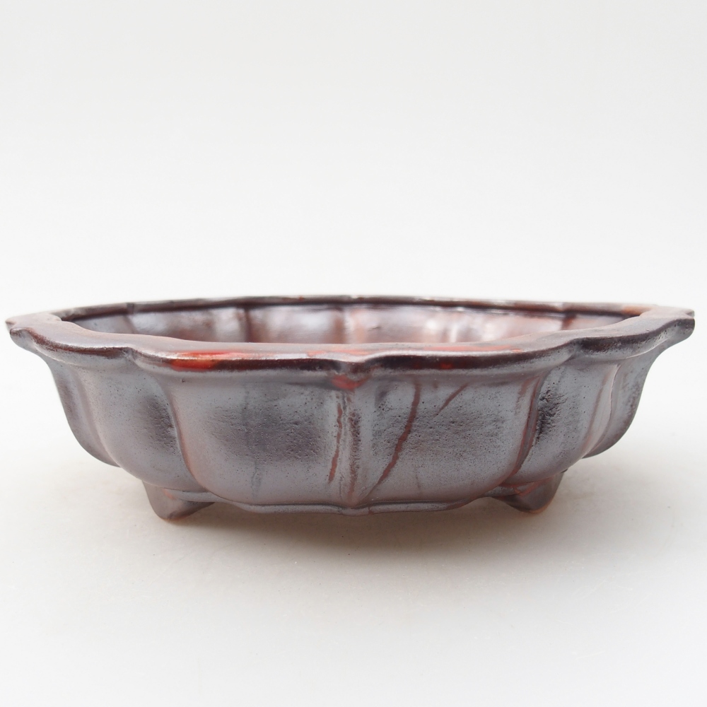 Bol à bonsaï en céramique 18 x 18 x 5 cm, rouge métallique
