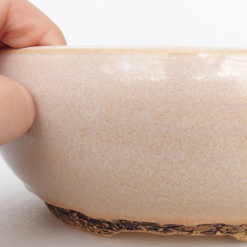 Bol à bonsaï en céramique 18,5 x 18,5 x 7,5 cm, couleur beige