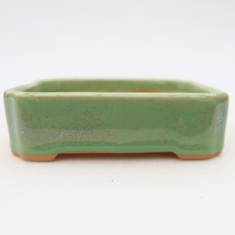 Pot à bonsaï en céramique 10,5 x 9 x 3 cm, couleur verte