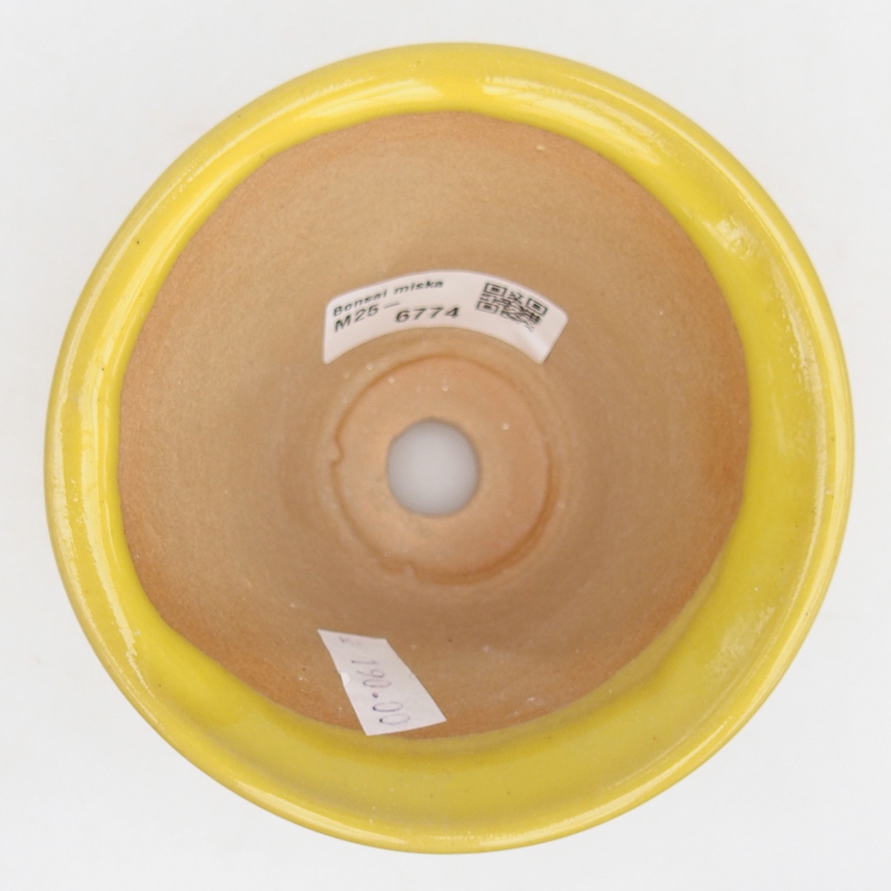 Bol à bonsaï en céramique 10,5 x 10,5 x 7 cm, jaune