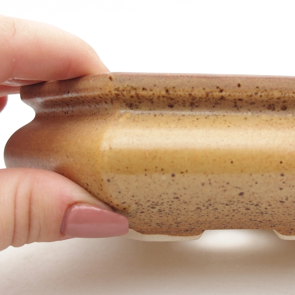 Bol à bonsaï en céramique 13,5 x 13,5 x 4,5 cm, brun