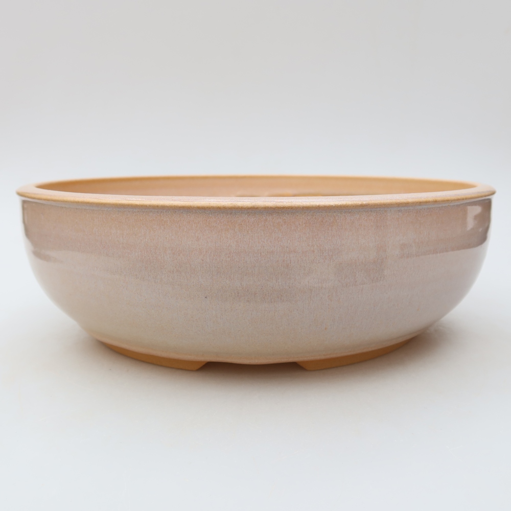 Pot à bonsaï en céramique 26,5 x 26,5 x 8 cm, couleur beige