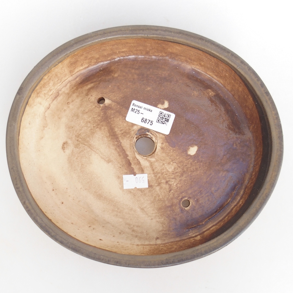 Bol à bonsaï en céramique 22,5 x 20 x 4,5 cm, brun