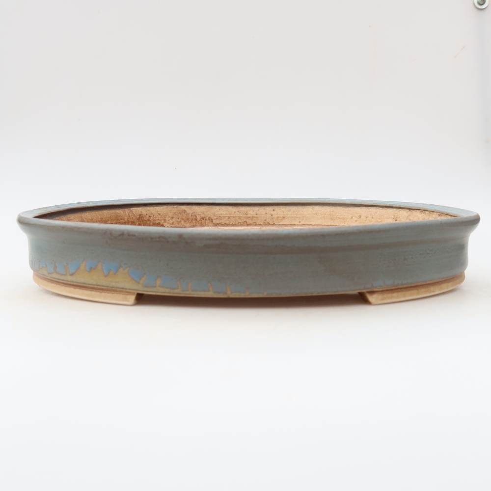 Pot à bonsaï en céramique 31 x 27 x 4,5 cm, couleur bleue