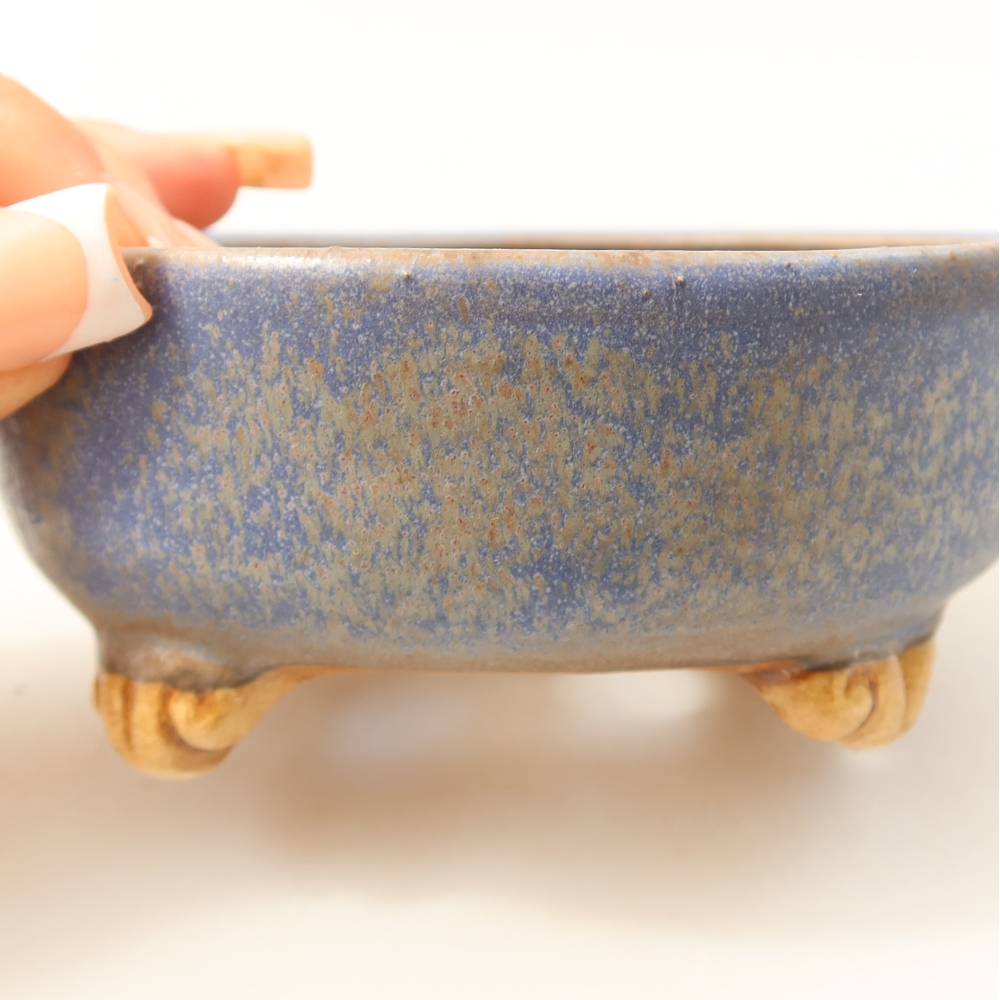 Bol à bonsaï en céramique 11 x 11 x 4,5 cm, couleur bleu