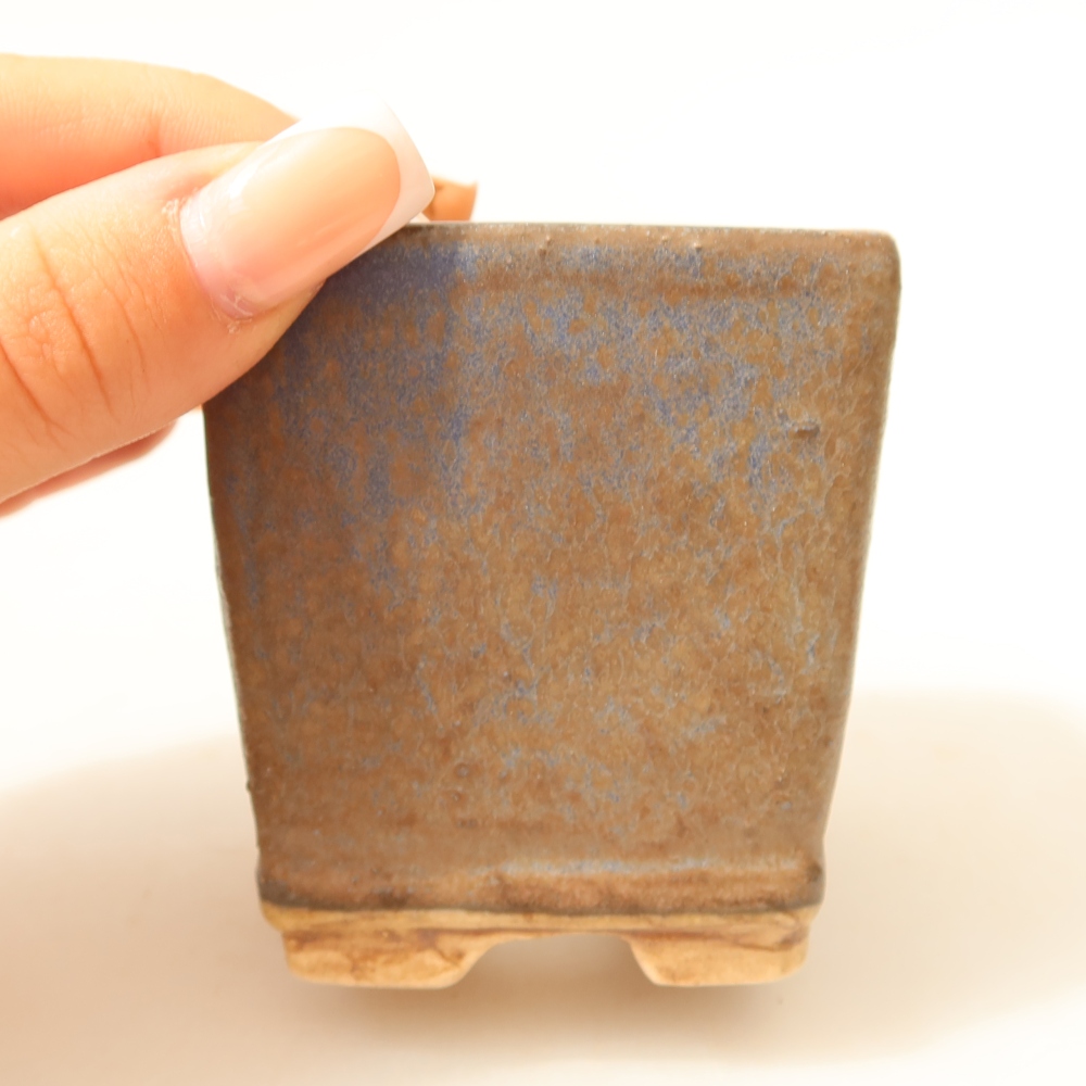 Pot à bonsaï en céramique 6,5 x 6,5 x 7 cm, couleur bleue