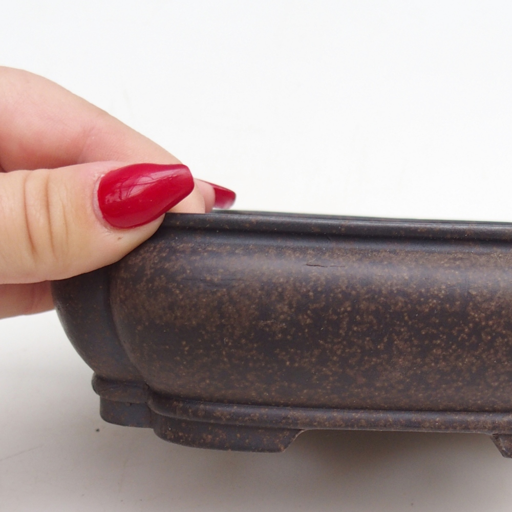 Bol à bonsaï en céramique 14 x 11 x 4,5 cm, couleur ocre brunâtre