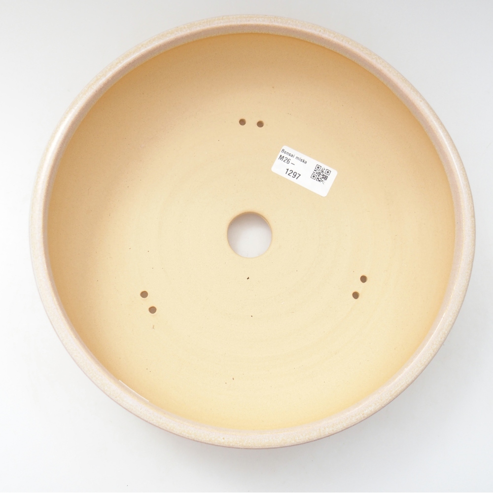 Bol à bonsaï en céramique 25,5 x 25,5 x 6 cm, couleur beige