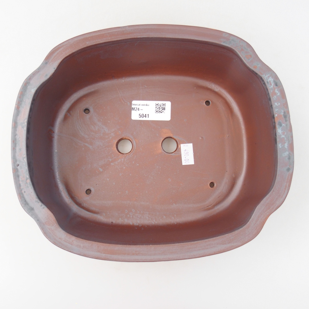 Bol à bonsaï en céramique 24,5 x 21 x 7 cm, couleur métal