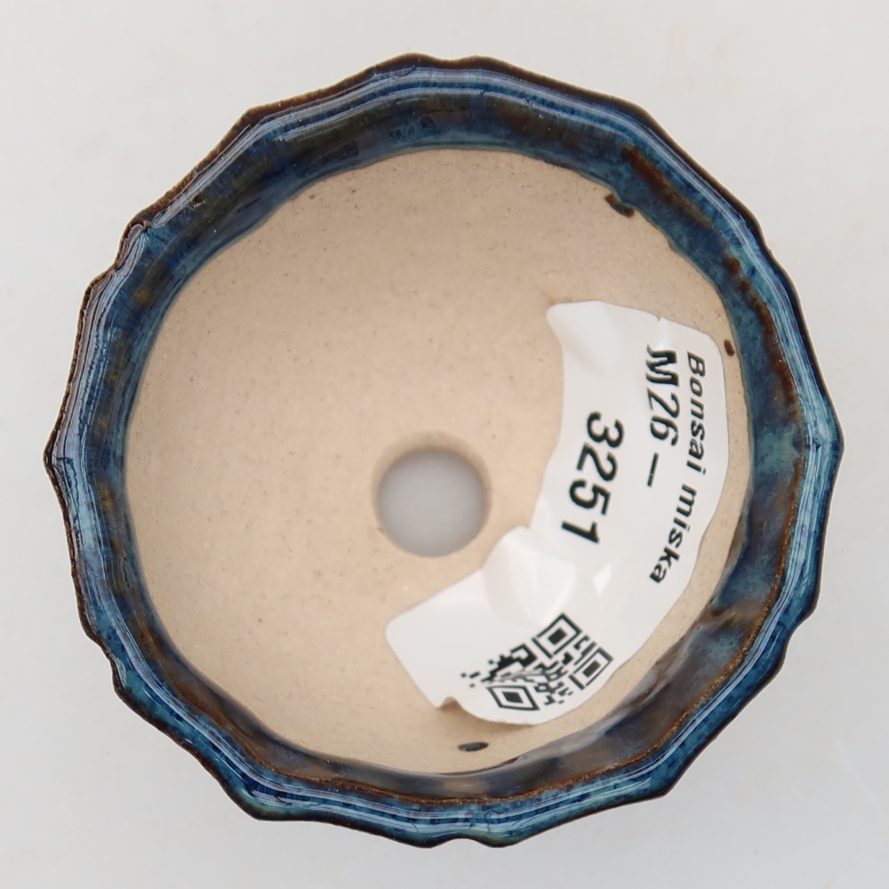 Pot à bonsaï en céramique 5,5 x 5,5 x 3,5 cm, couleur bleue