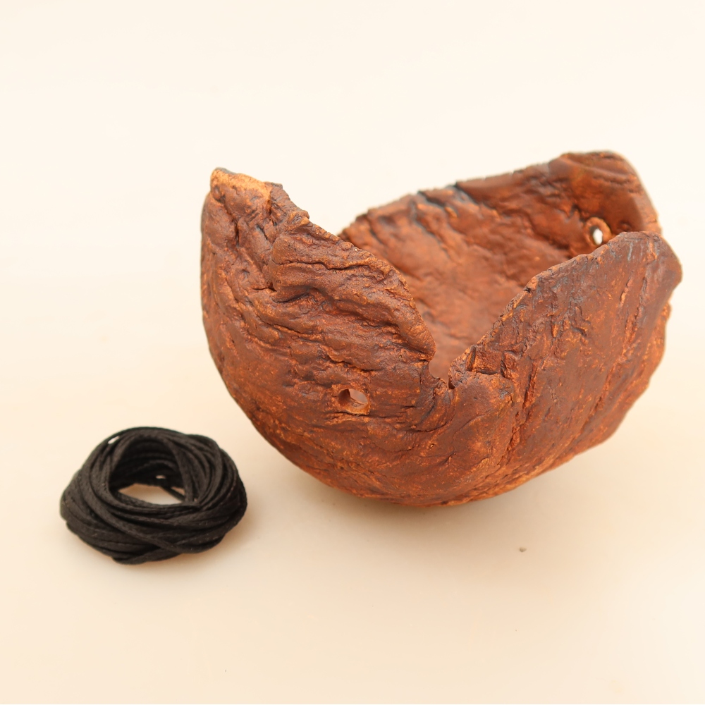 Coquille en céramique pour kokedama, 10 x 9,5 x 7 cm, couleur marron