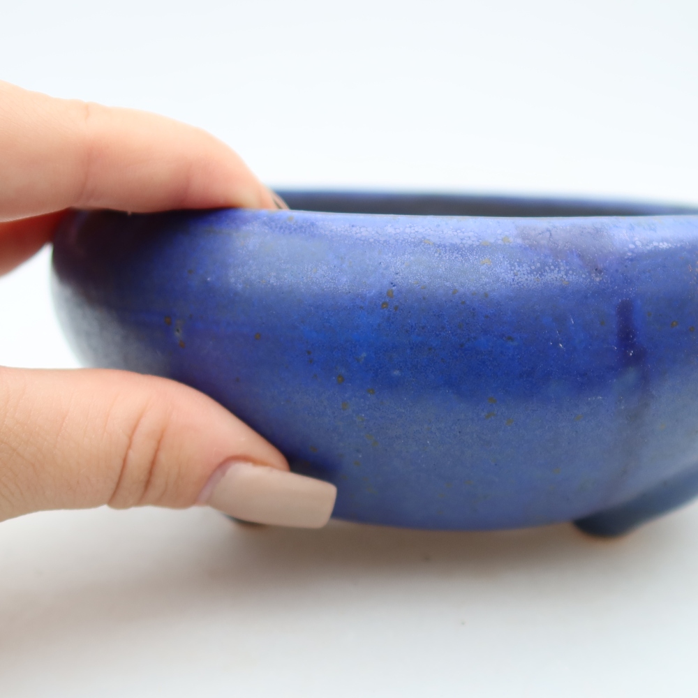 Pot à bonsaï en céramique 15 x 15 x 6,5 cm, couleur bleue
