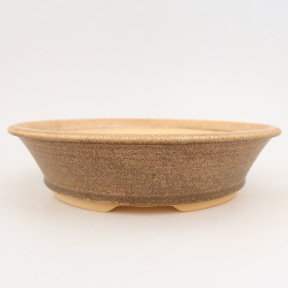 Pot à bonsaï en céramique 25,5 x 25,5 x 6,5 cm, couleur marron