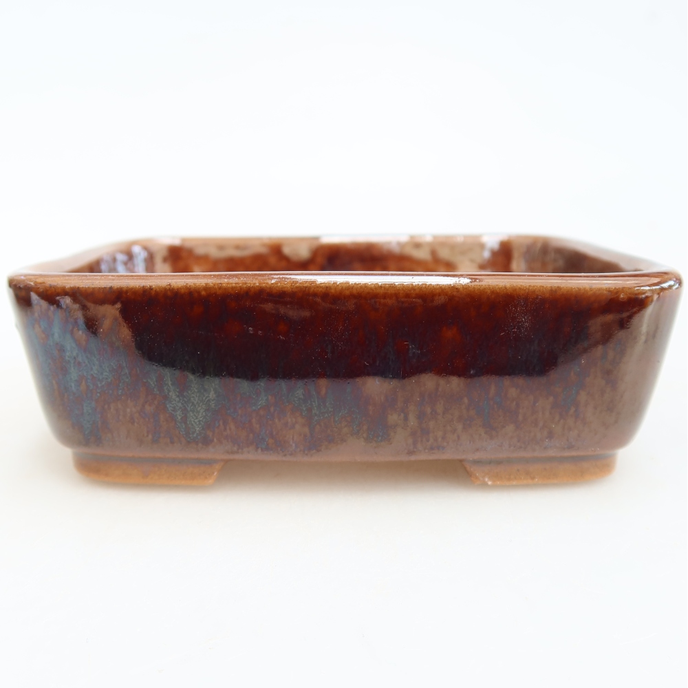 Pot à bonsaï en céramique 12,5 x 9,5 x 4 cm, couleur marron