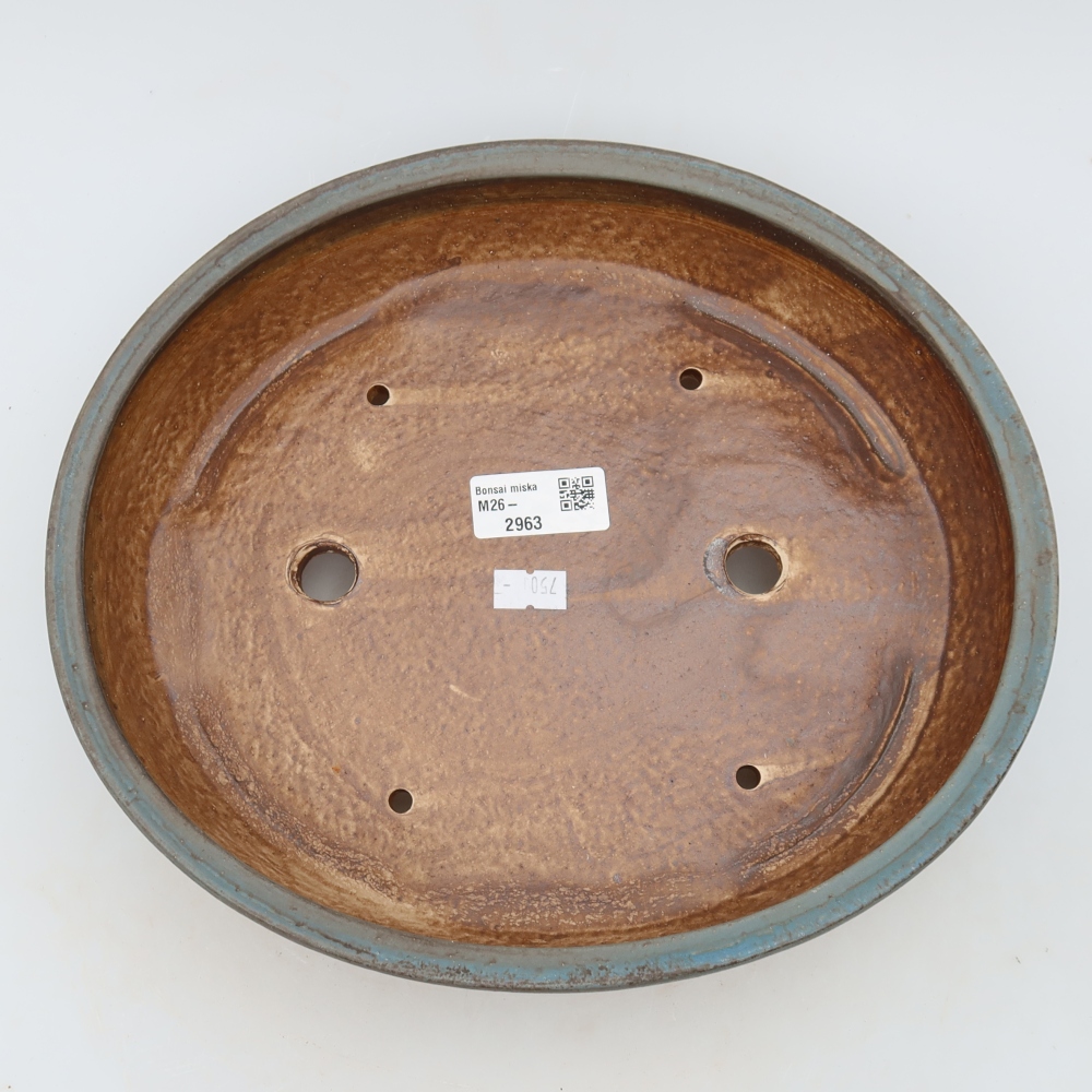Pot à bonsaï en céramique 27 x 24 x 5,5 cm, couleur bleue