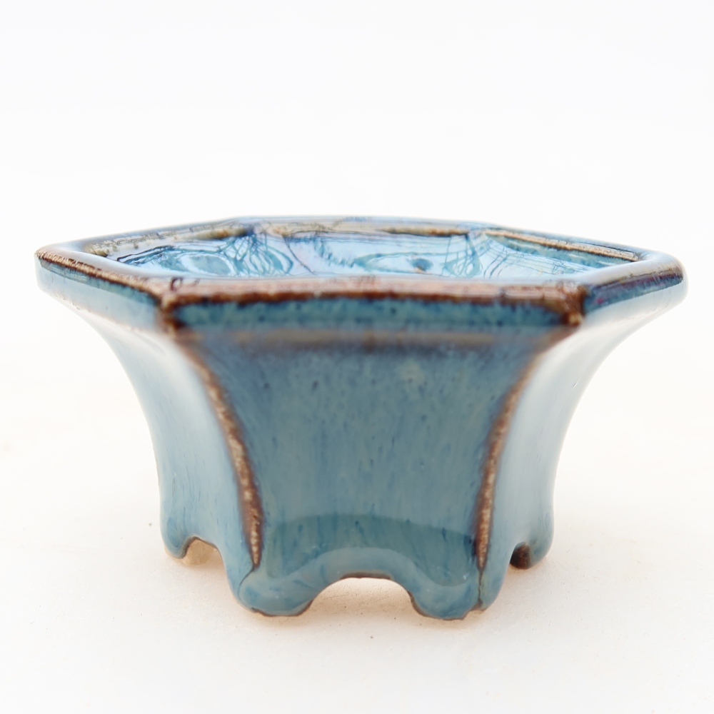 Pot à bonsaï en céramique 5,5 x 5 x 3 cm, couleur bleue