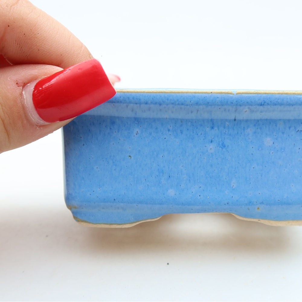 Pot à bonsaï en céramique 8 x 6,5 x 3,5 cm, couleur bleue