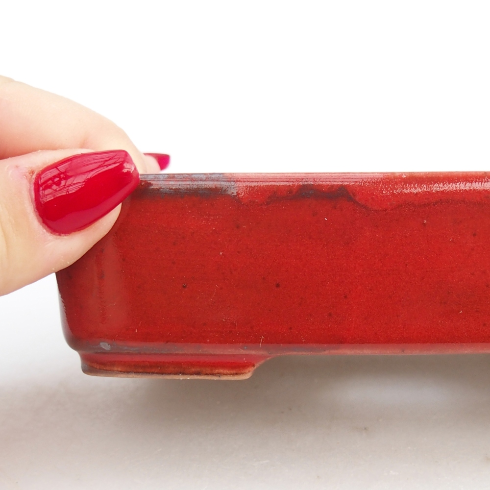 Bol à bonsaï en céramique 12,5 x 9,5 x 3,5 cm, couleur rouge