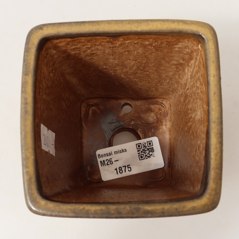 Pot à bonsaï en céramique 8,5 x 8,5 x 10,5 cm, couleur marron