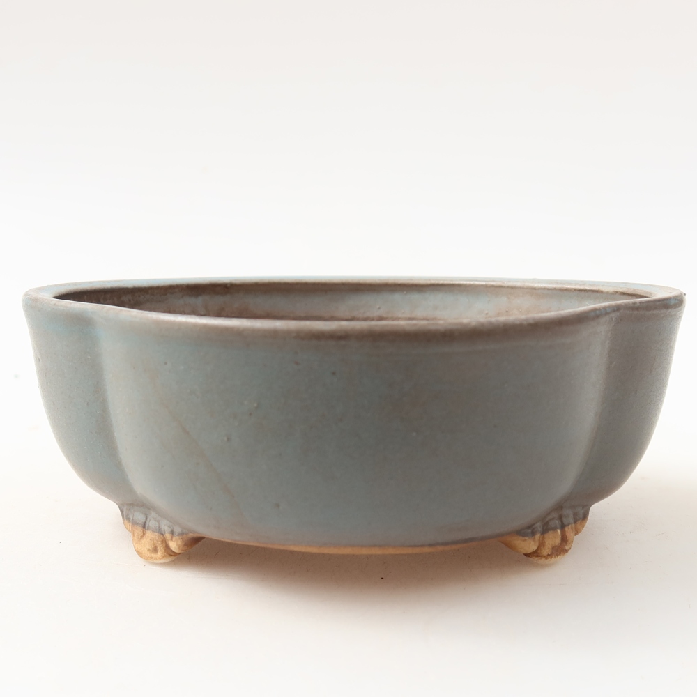 Pot à bonsaï en céramique 13,5 x 12,5 x 5 cm, couleur bleue
