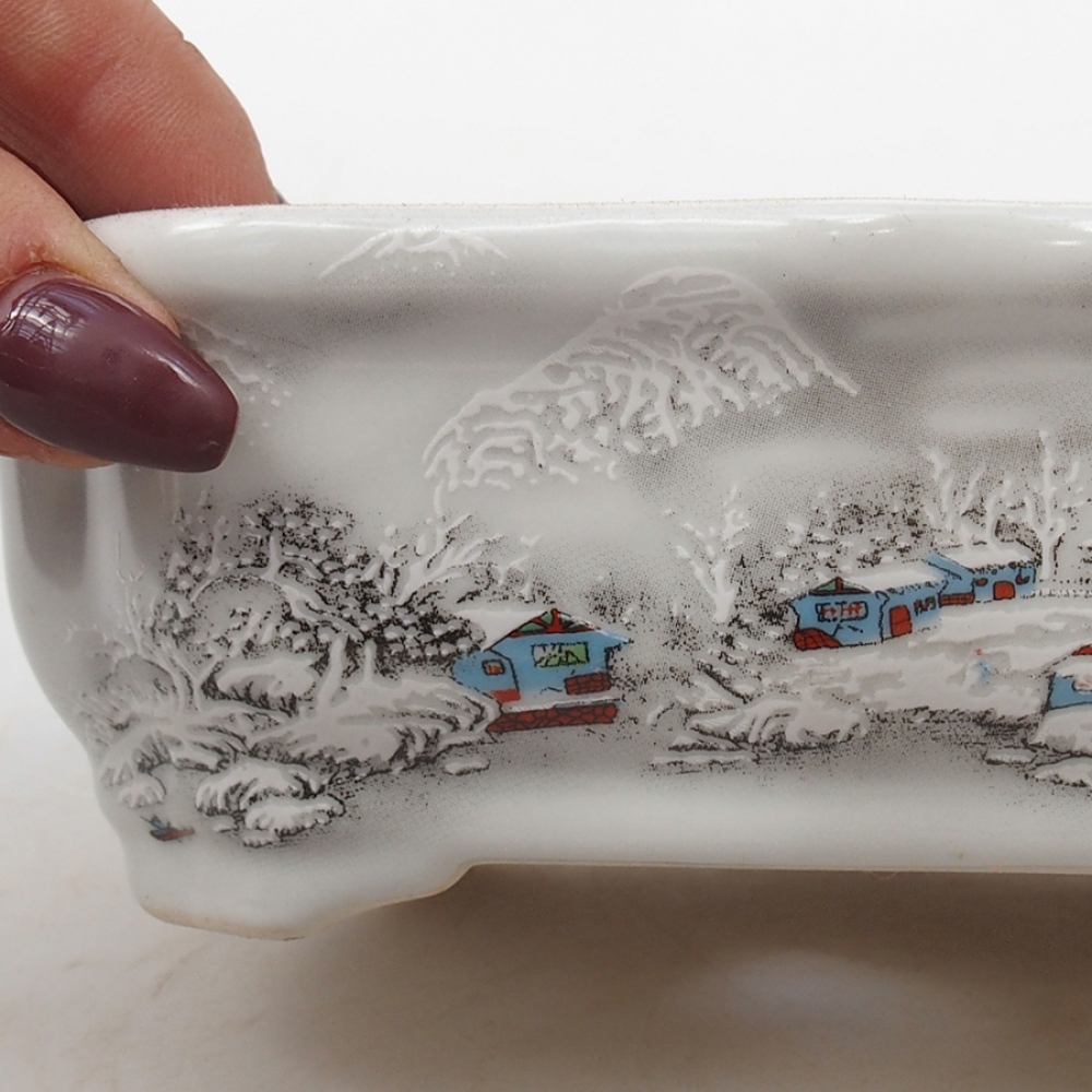 Bol à bonsaï en céramique 15 x 11 x 5 cm, couleur blanc