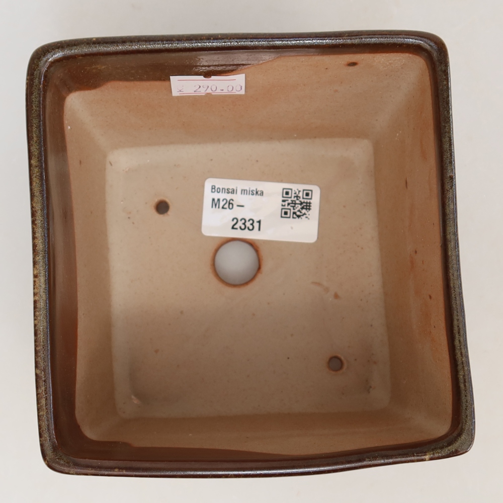 Pot à bonsaï en céramique 12 x 12 x 9 cm, couleur marron