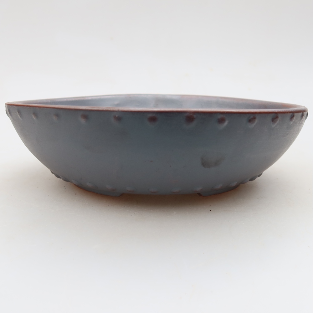 Pot à bonsaï en céramique 17,5 x 17,5 x 5 cm, couleur métallique