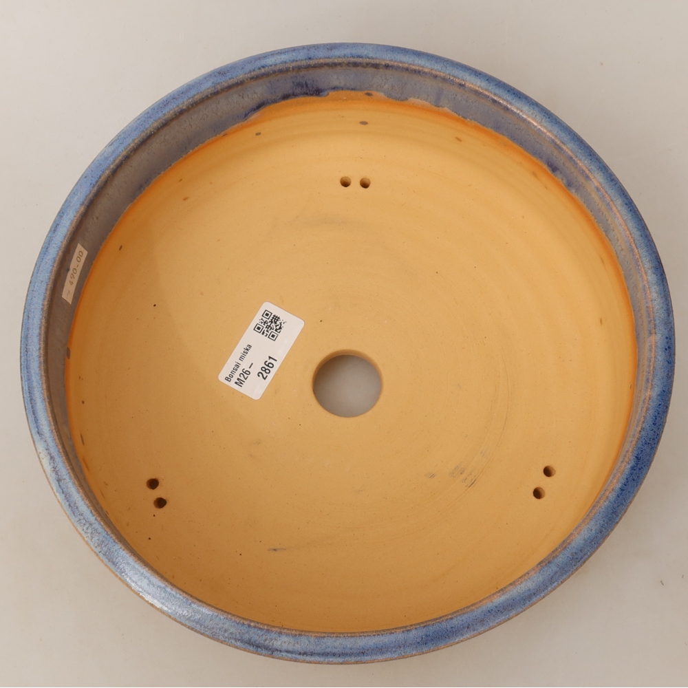 Pot à bonsaï en céramique 23,5 x 23,5 x 8 cm, couleur bleue