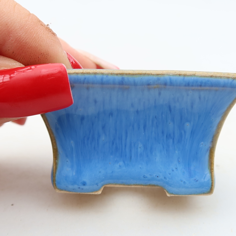 Pot à bonsaï en céramique 5,5 x 3,5 x 3 cm, couleur bleue