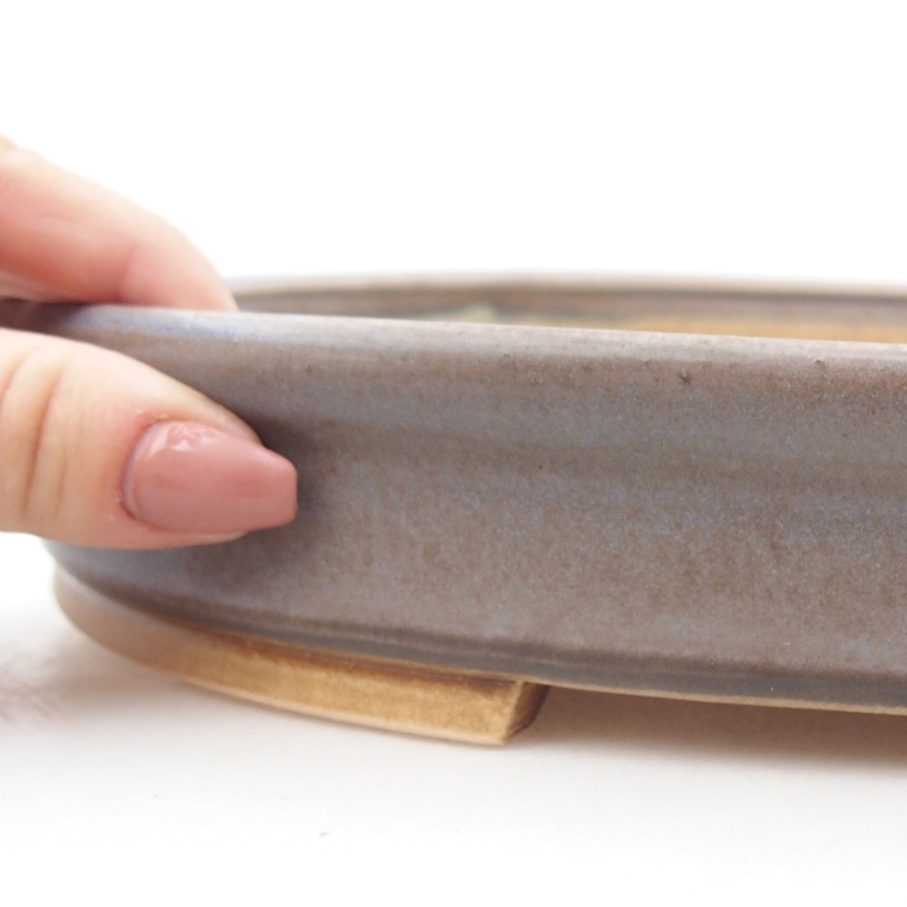 Bol à bonsaï en céramique 30,5 x 27 x 4 cm, couleur bleu