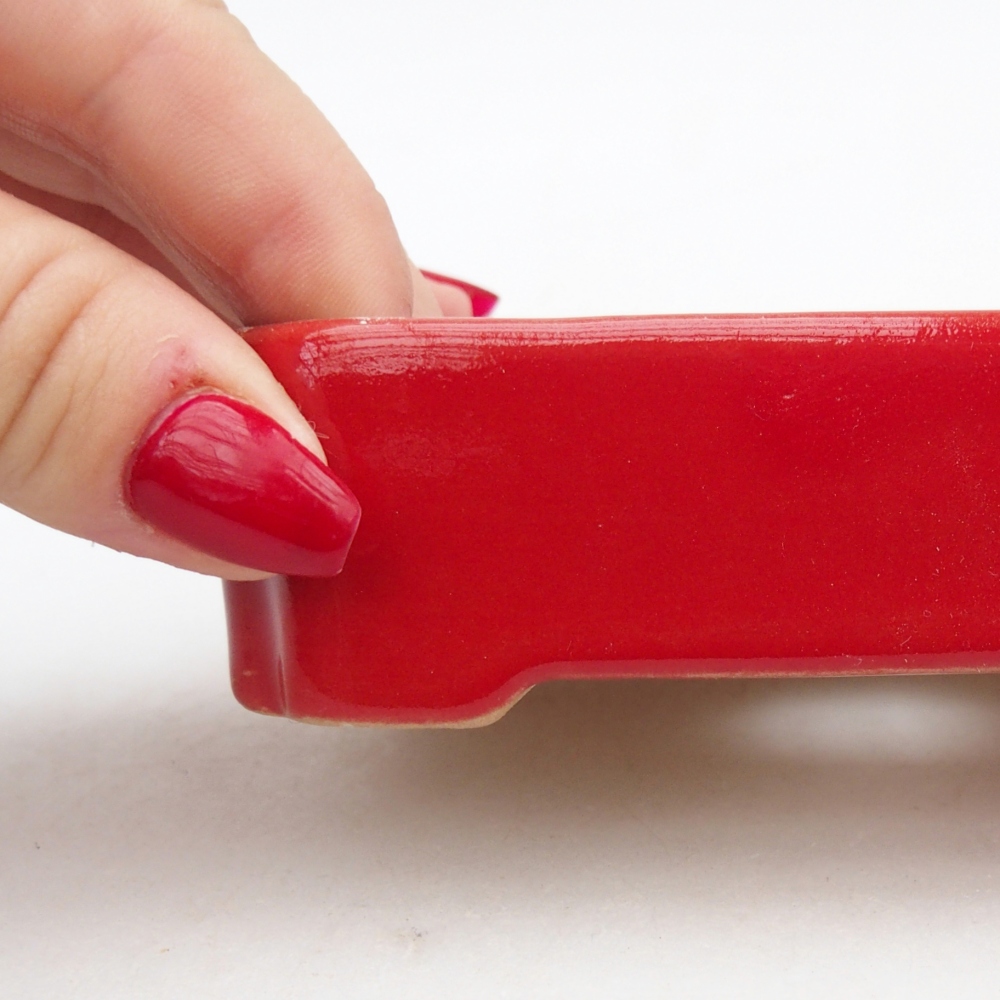 Bol à bonsaï en céramique 11 x 9 x 3 cm, couleur rouge