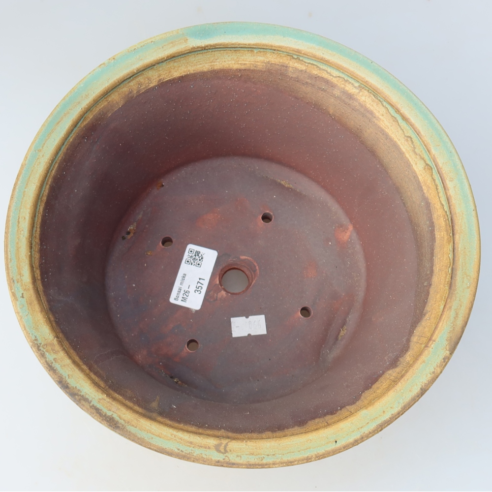 Pot à bonsaï en céramique 24,5 x 24,5 x 11,5 cm, couleur verte