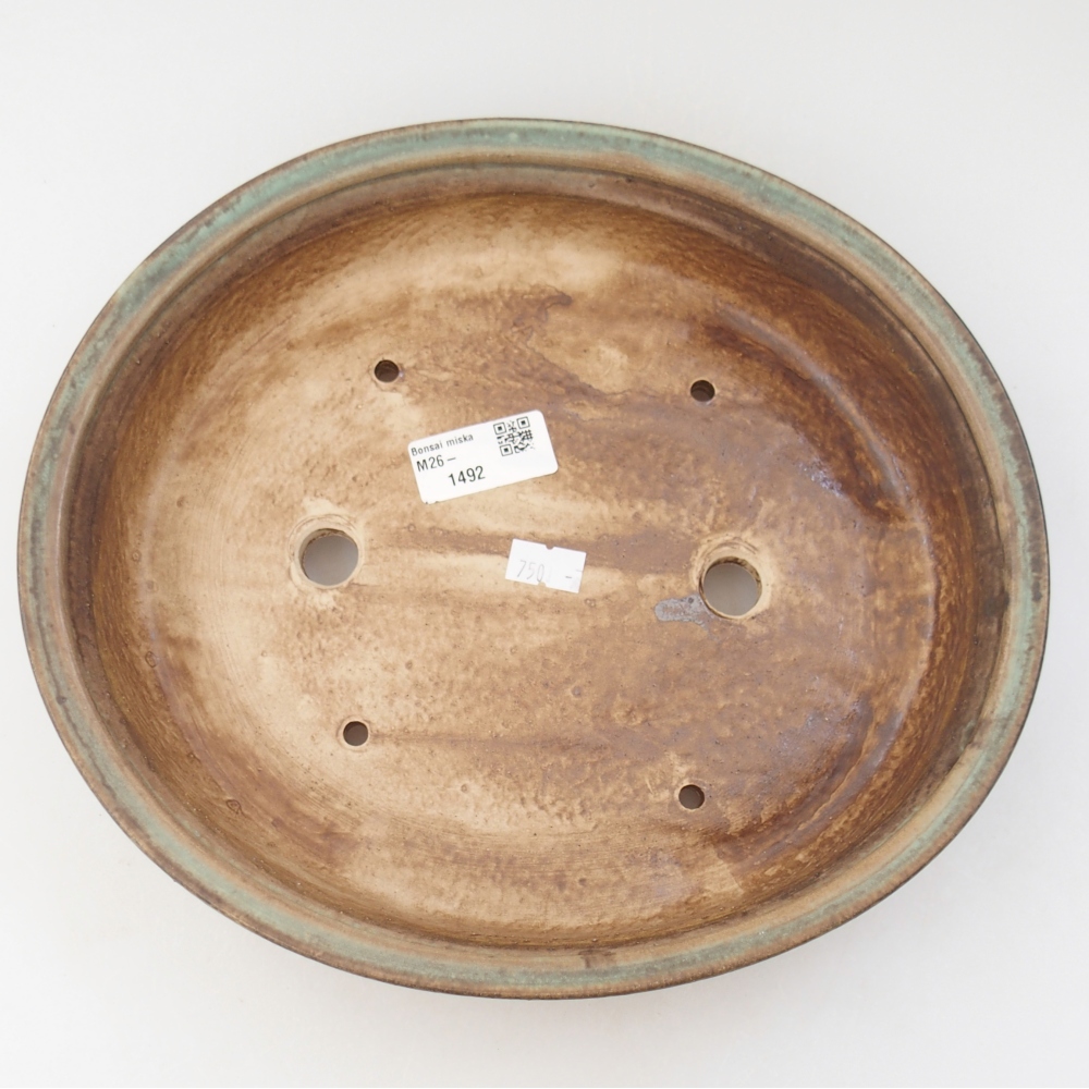 Bol à bonsaï en céramique 26,5 x 23,5 x 5,5 cm, vert